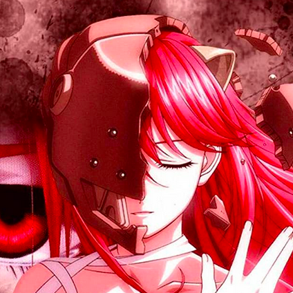 a screenshot of lucy from elfen lied from the anime opening.